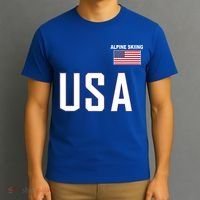 Usa Flag Alpine Skiing Gift Pocket Nordic Ski Jersey T-Shirt thumb 3