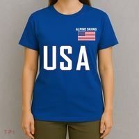 Usa Flag Alpine Skiing Gift Pocket Nordic Ski Jersey T-Shirt thumb 4