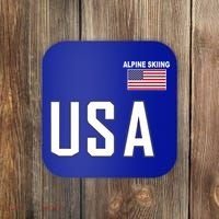 Usa Flag Alpine Skiing Gift Pocket Nordic Ski Jersey Coaster thumb 0