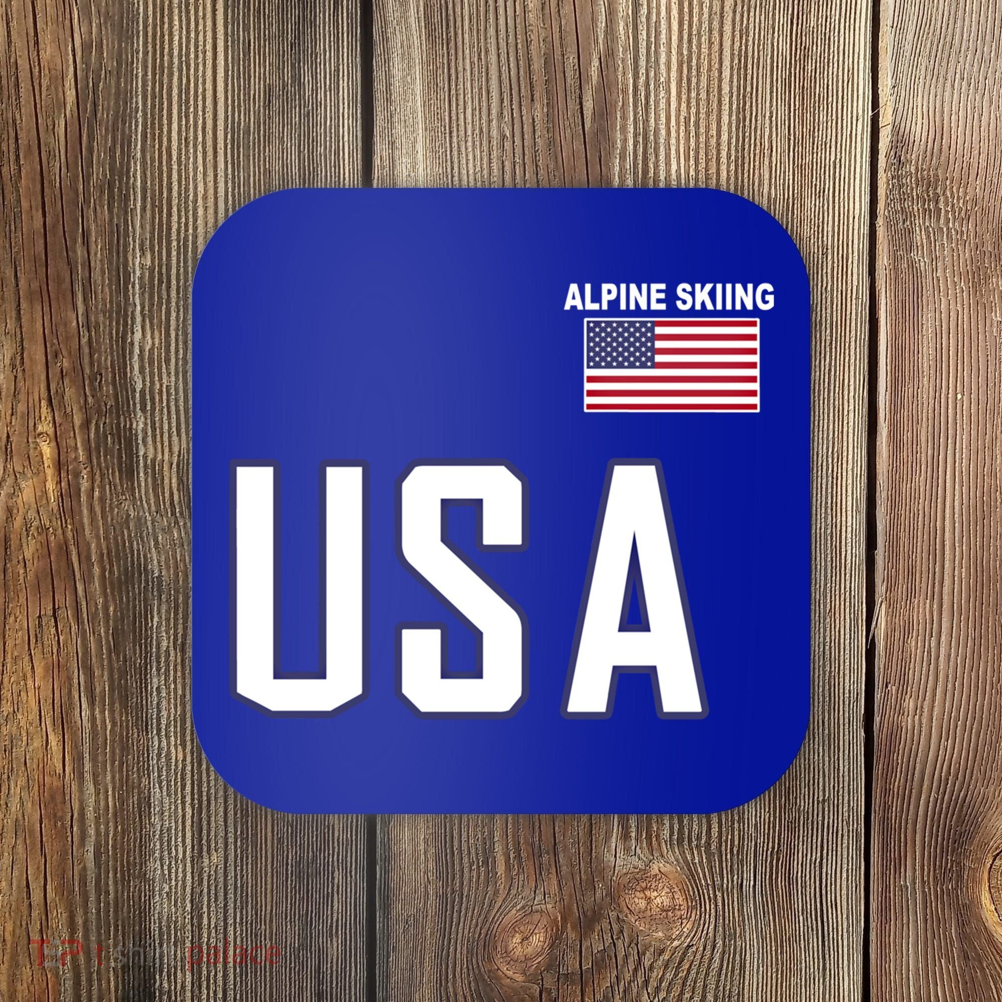 Usa Flag Alpine Skiing Gift Pocket Nordic Ski Jersey Coaster