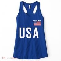 Usa Flag Alpine Skiing Gift Pocket Nordic Ski Jersey Women's Tank Top thumb 0