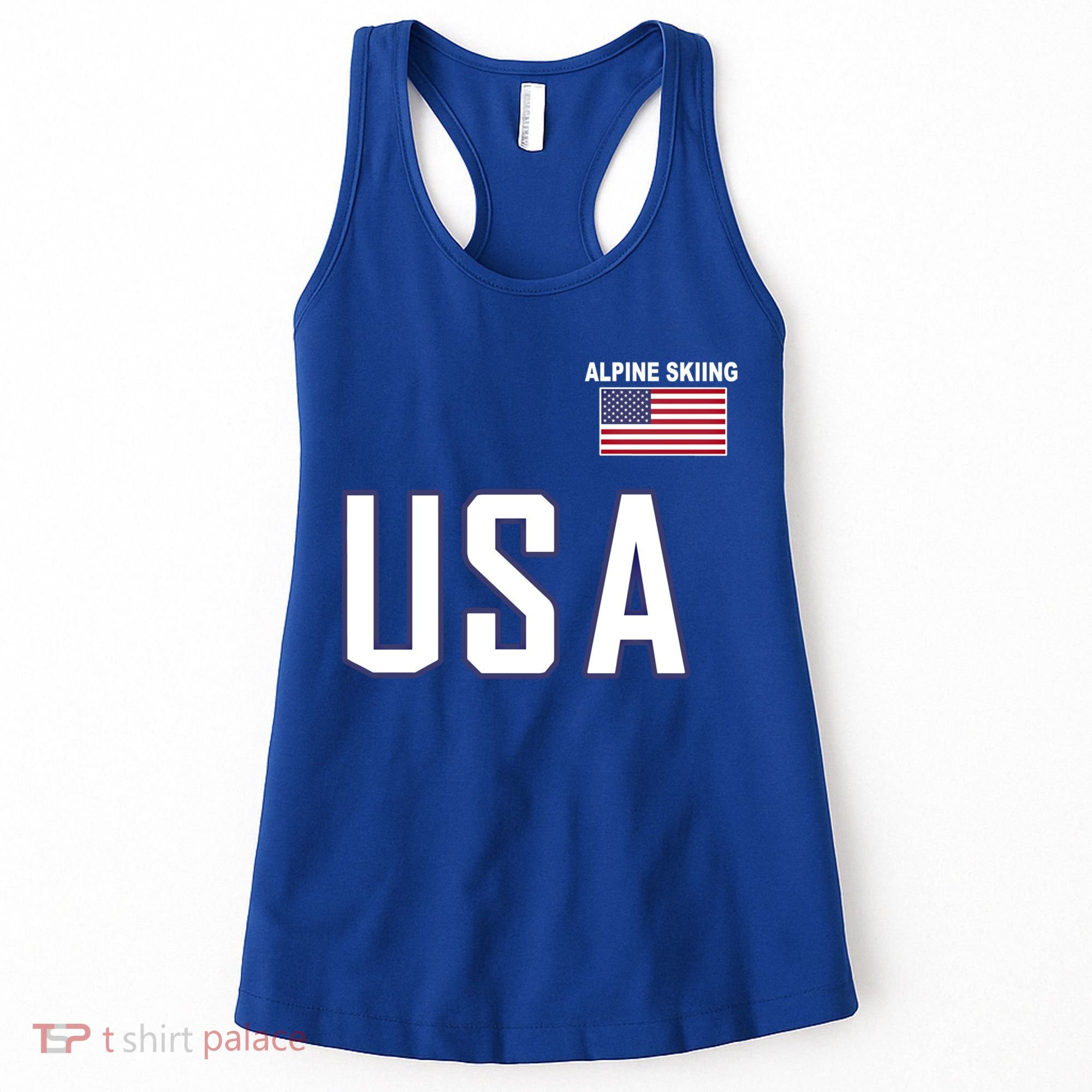 Usa Flag Alpine Skiing Gift Pocket Nordic Ski Jersey Women's Tank Top