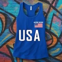 Usa Flag Alpine Skiing Gift Pocket Nordic Ski Jersey Women's Tank Top thumb 3