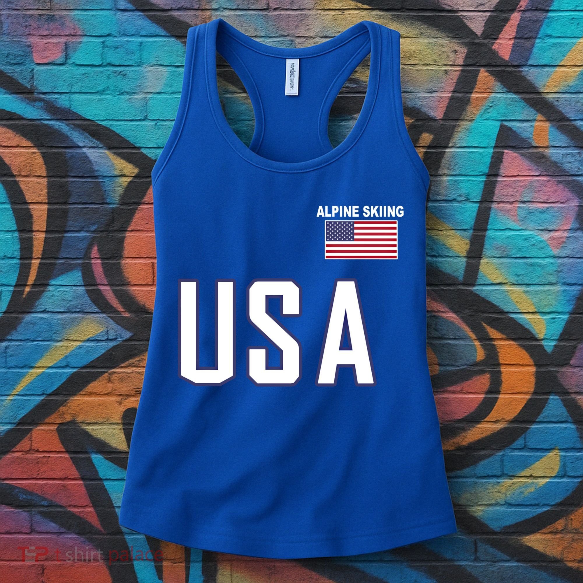 Usa Flag Alpine Skiing Gift Pocket Nordic Ski Jersey Women's Tank Top