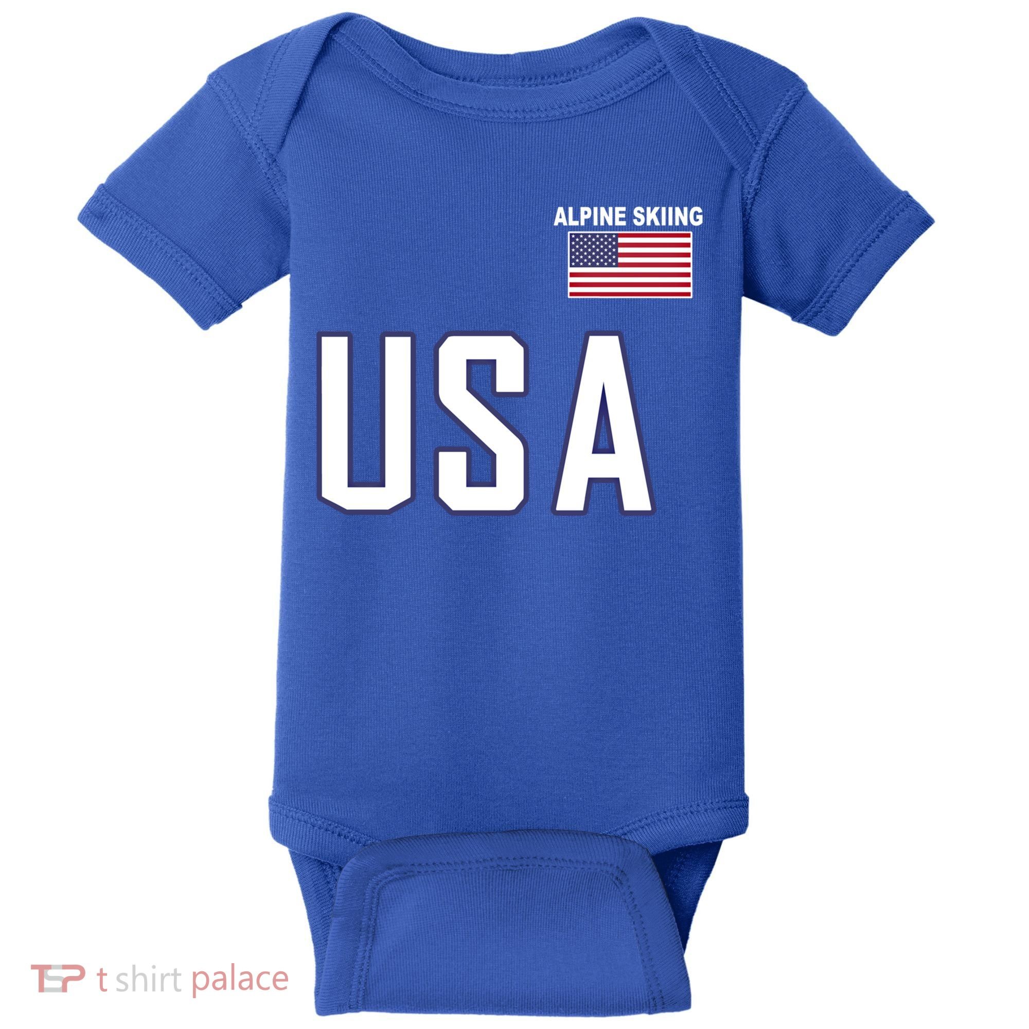 Usa Flag Alpine Skiing Gift Pocket Nordic Ski Jersey Baby Bodysuit