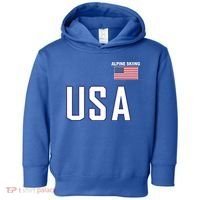 Usa Flag Alpine Skiing Gift Pocket Nordic Ski Jersey Toddler Hoodie thumb 0