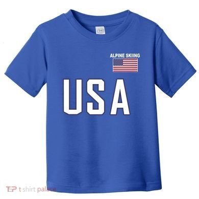 Usa Flag Alpine Skiing Gift Pocket Nordic Ski Jersey Toddler T-Shirt