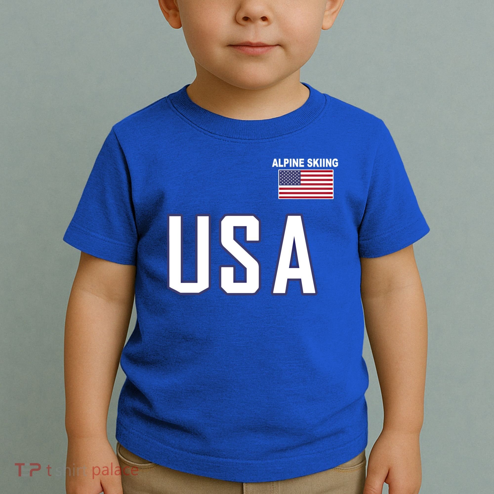 Usa Flag Alpine Skiing Gift Pocket Nordic Ski Jersey Toddler T-Shirt
