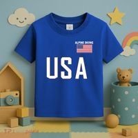 Usa Flag Alpine Skiing Gift Pocket Nordic Ski Jersey Toddler T-Shirt thumb 3