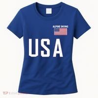 Usa Flag Alpine Skiing Gift Pocket Nordic Ski Jersey Women's T-Shirt thumb 0