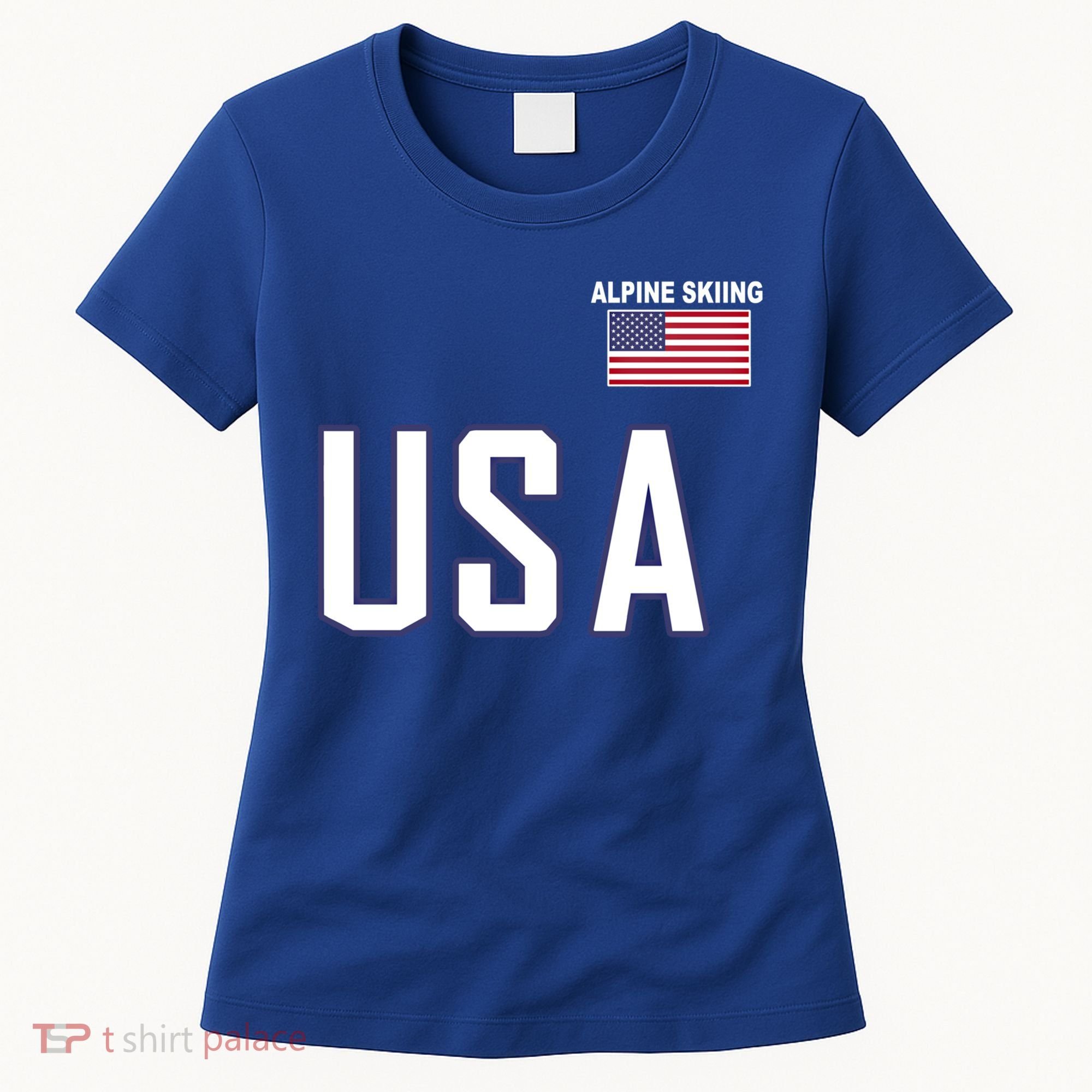 Usa Flag Alpine Skiing Gift Pocket Nordic Ski Jersey Women's T-Shirt