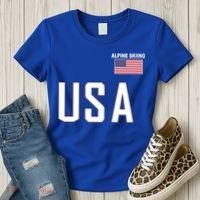 Usa Flag Alpine Skiing Gift Pocket Nordic Ski Jersey Women's T-Shirt thumb 3
