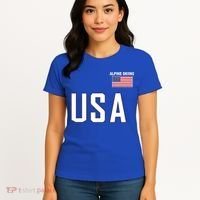 Usa Flag Alpine Skiing Gift Pocket Nordic Ski Jersey Women's T-Shirt thumb 4