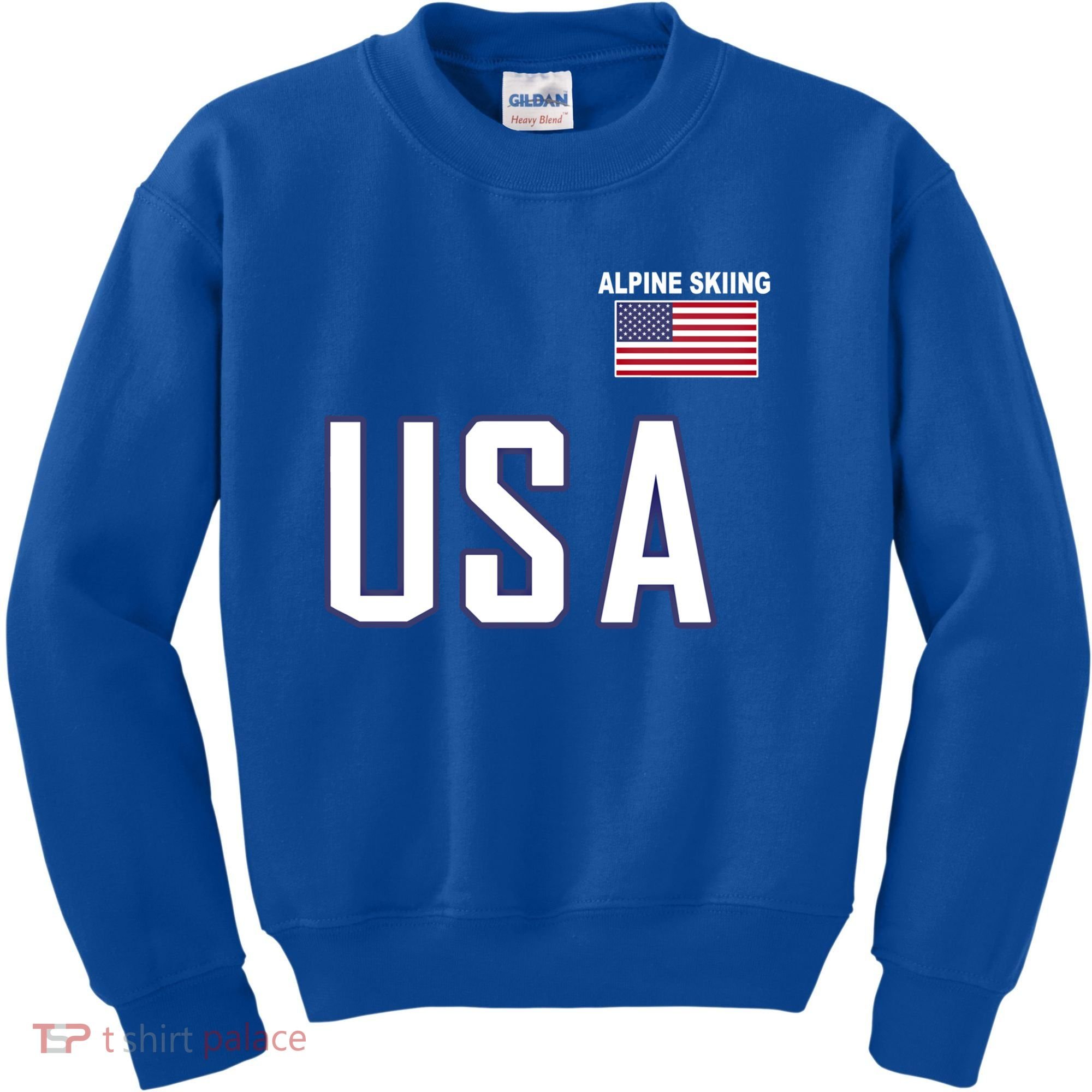 Usa Flag Alpine Skiing Gift Pocket Nordic Ski Jersey Kids Sweatshirt