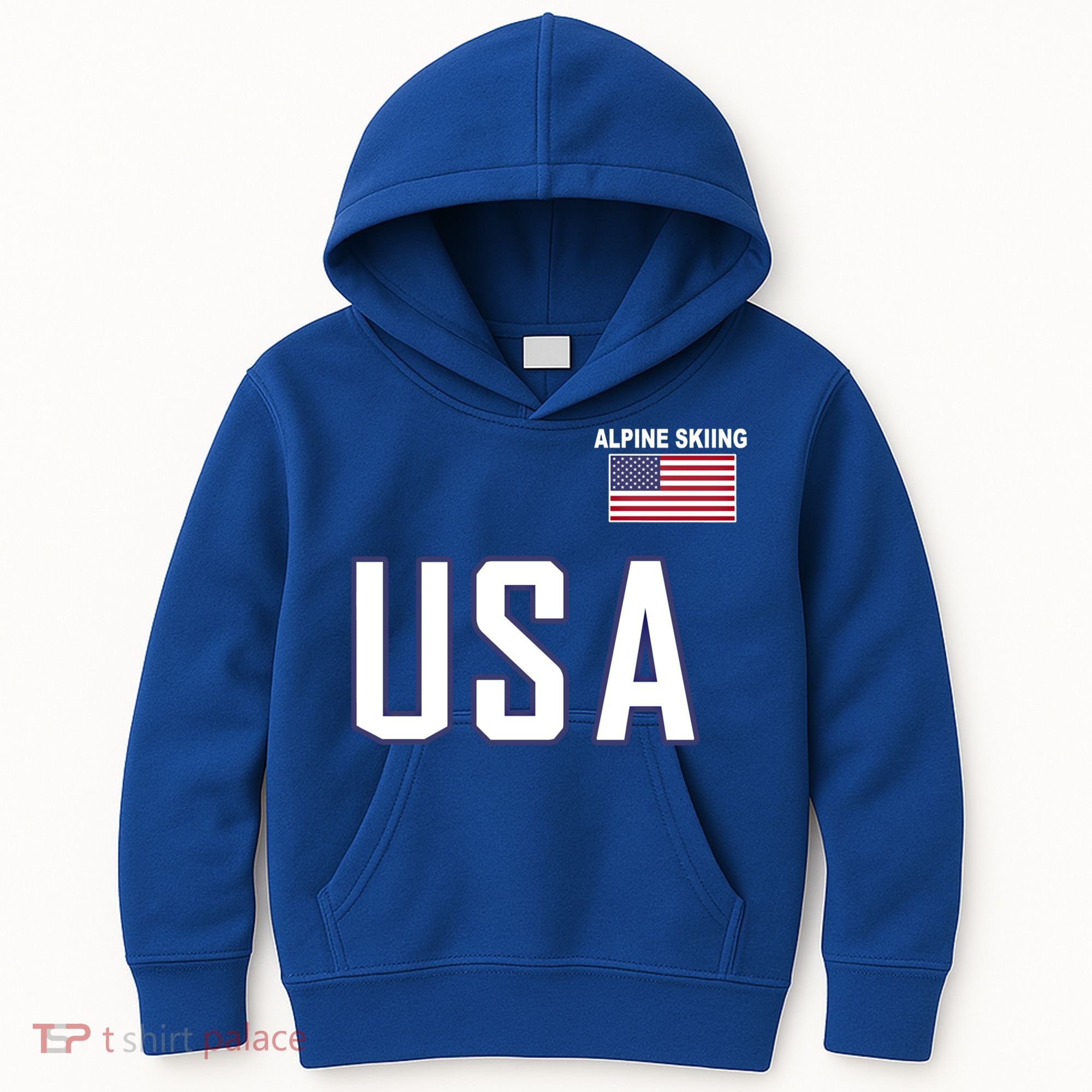 Usa Flag Alpine Skiing Gift Pocket Nordic Ski Jersey Kids Hoodie