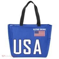 Usa Flag Alpine Skiing Gift Pocket Nordic Ski Jersey Tote Bag thumb 0