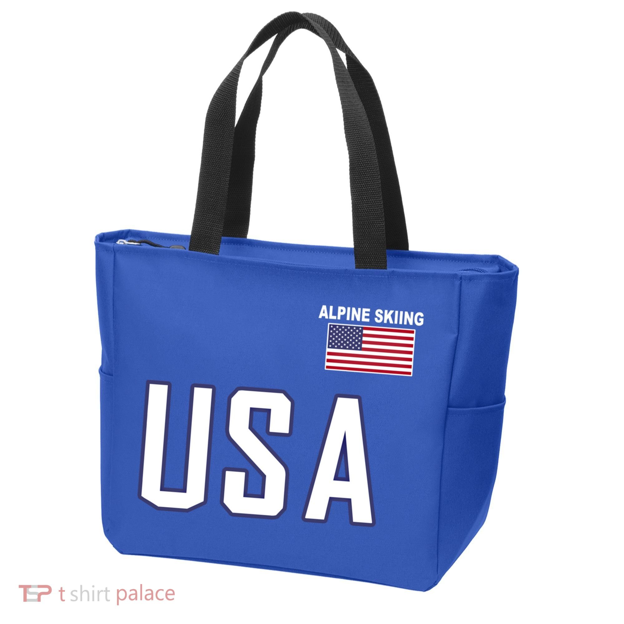 Usa Flag Alpine Skiing Gift Pocket Nordic Ski Jersey Tote Bag