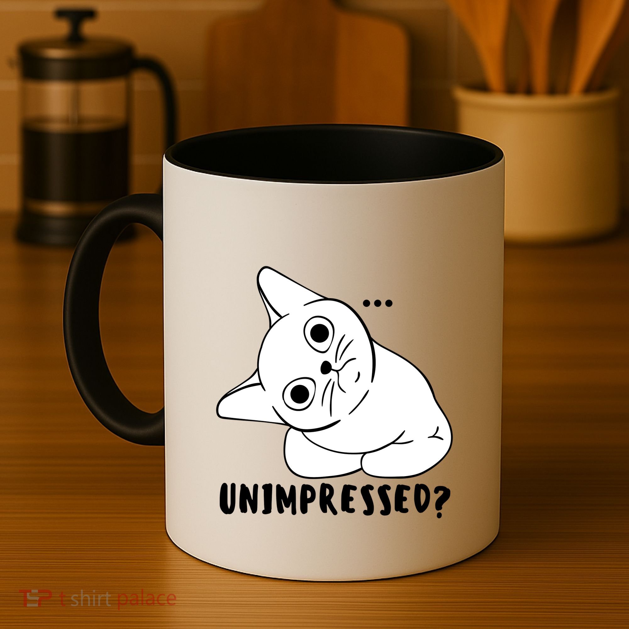 Unimpressed Funny Angry Cat Coffee Mug