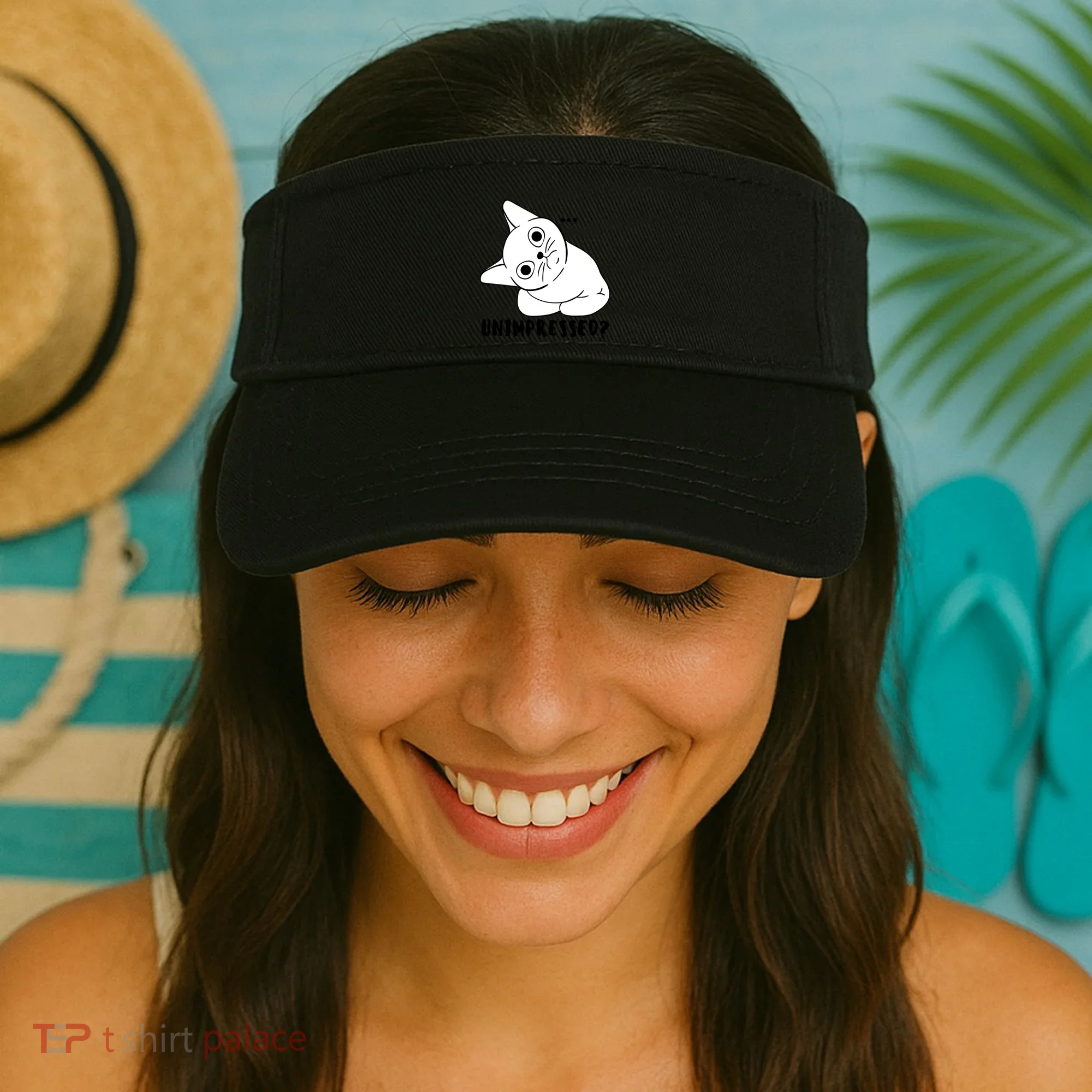 Unimpressed Funny Angry Cat Visor