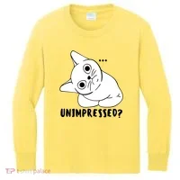 Unimpressed Funny Angry Cat Kids Long Sleeve Shirt thumb 0