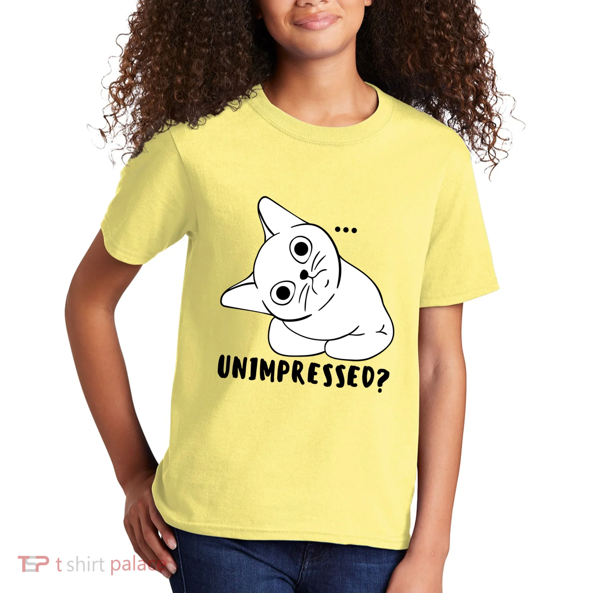 Unimpressed Funny Angry Cat Kids T-Shirt