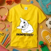 Unimpressed Funny Angry Cat Kids T-Shirt thumb 3