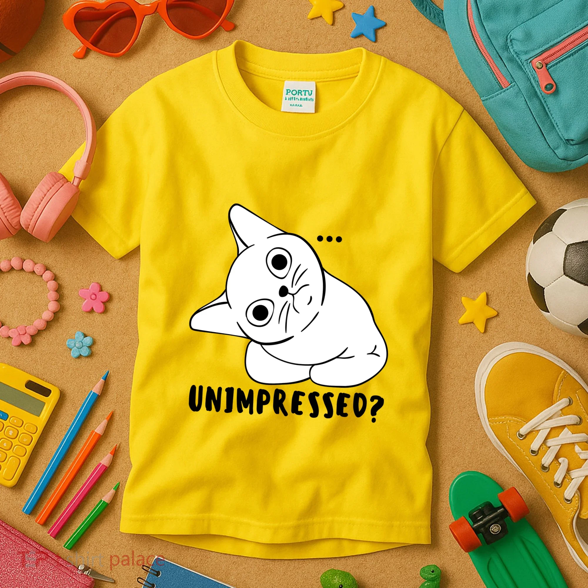 Unimpressed Funny Angry Cat Kids T-Shirt