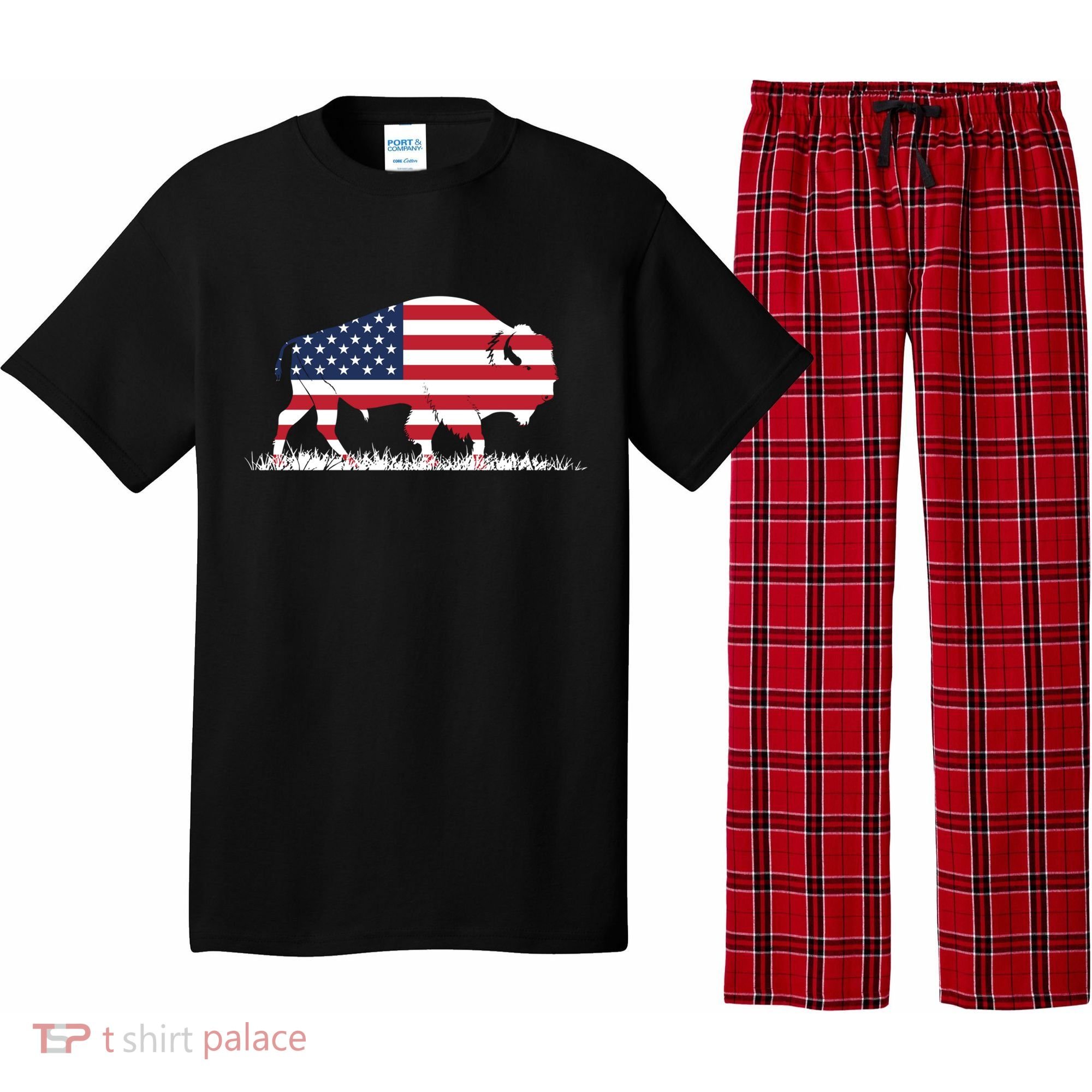 Usa Flag American Buffalo Cool Gift Pajama Set