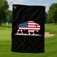 Usa Flag American Buffalo Cool Gift Golf Towel thumb 1