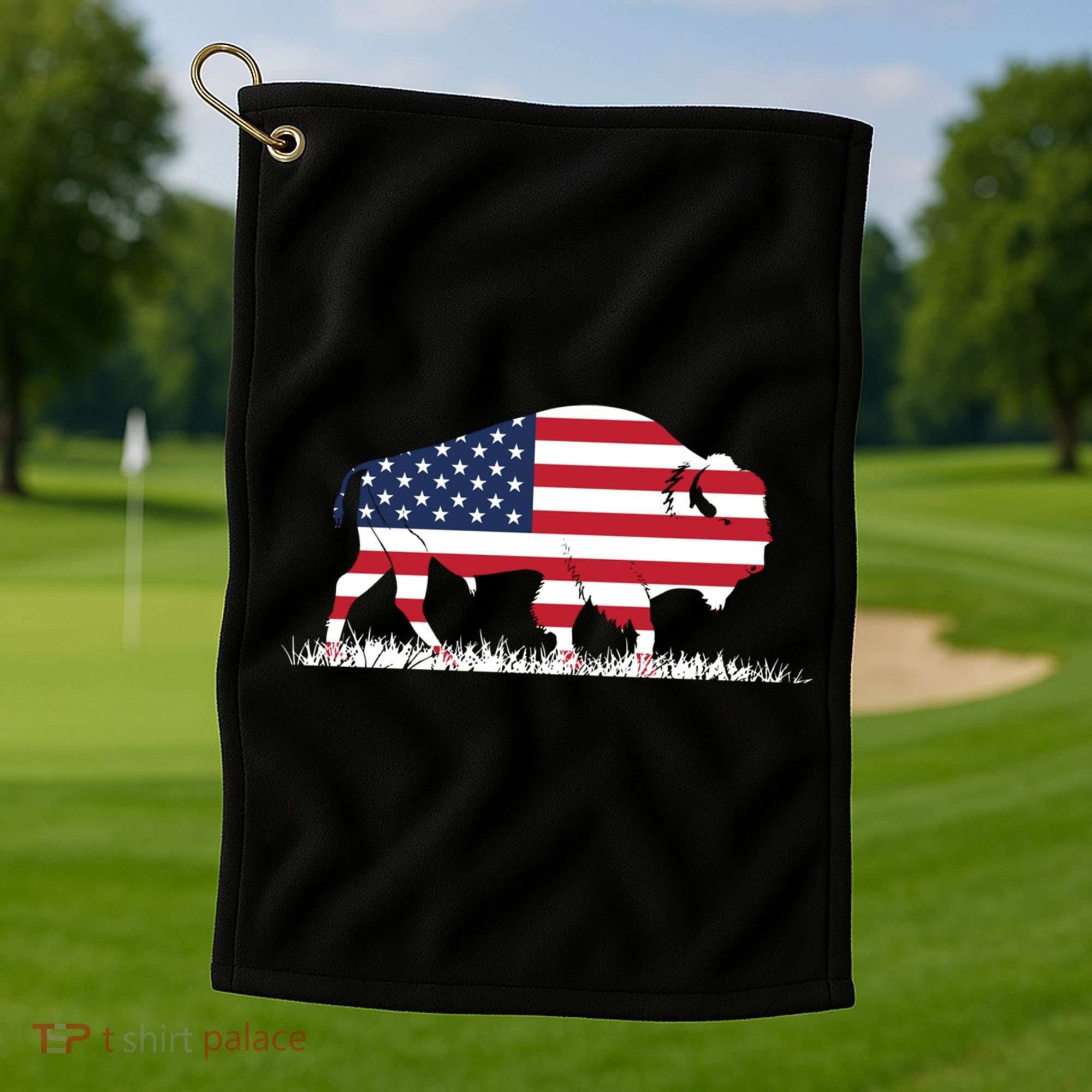 Usa Flag American Buffalo Cool Gift Golf Towel