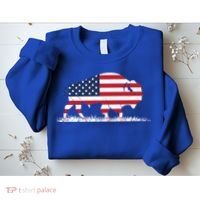 Usa Flag American Buffalo Cool Gift Sweatshirt thumb 2