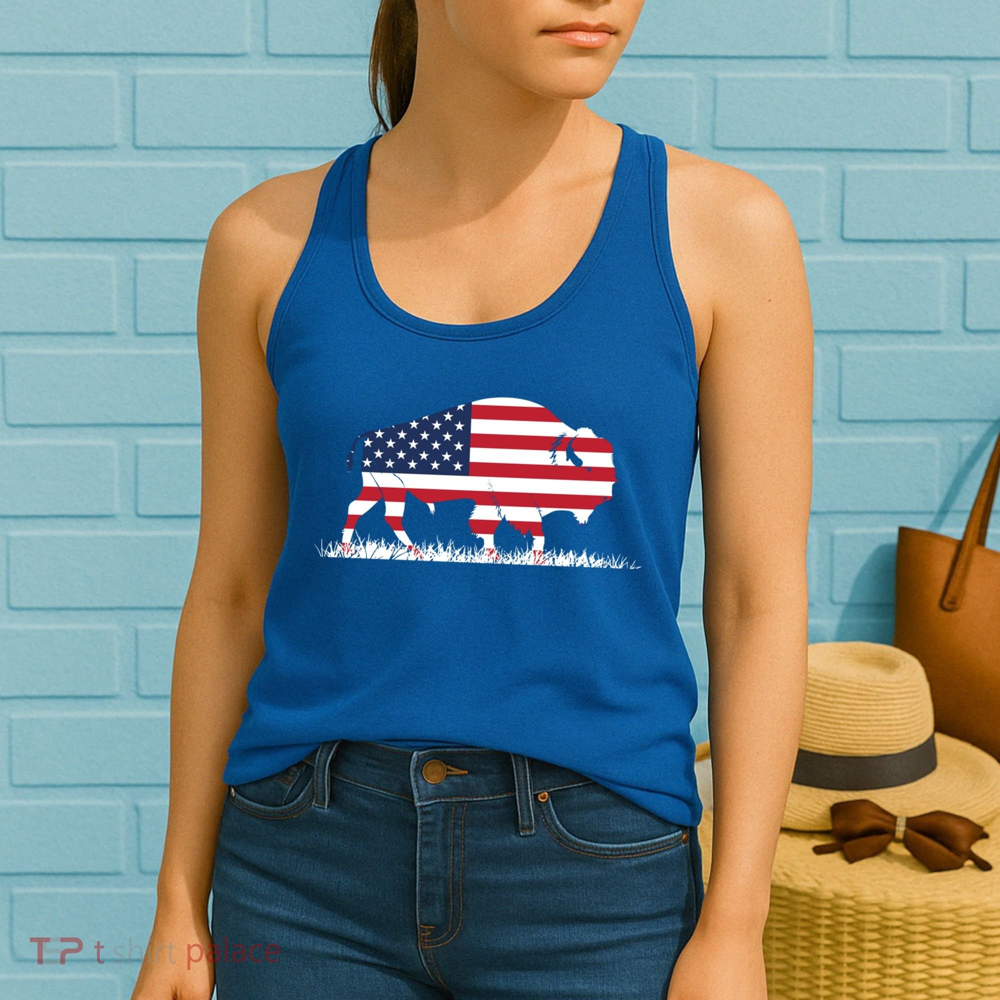 Usa Flag American Buffalo Cool Gift Women's Tank Top