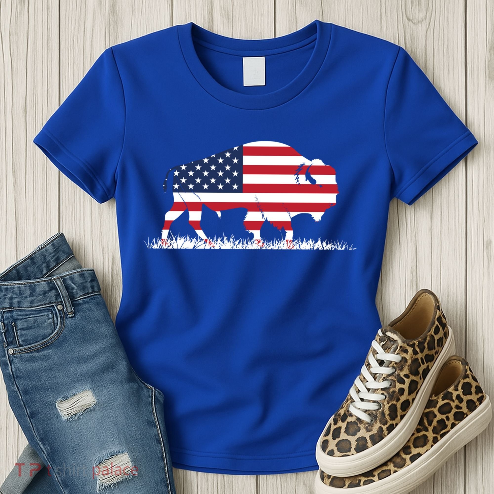 Usa Flag American Buffalo Cool Gift Women's T-Shirt