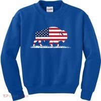 Usa Flag American Buffalo Cool Gift Kids Sweatshirt thumb 0