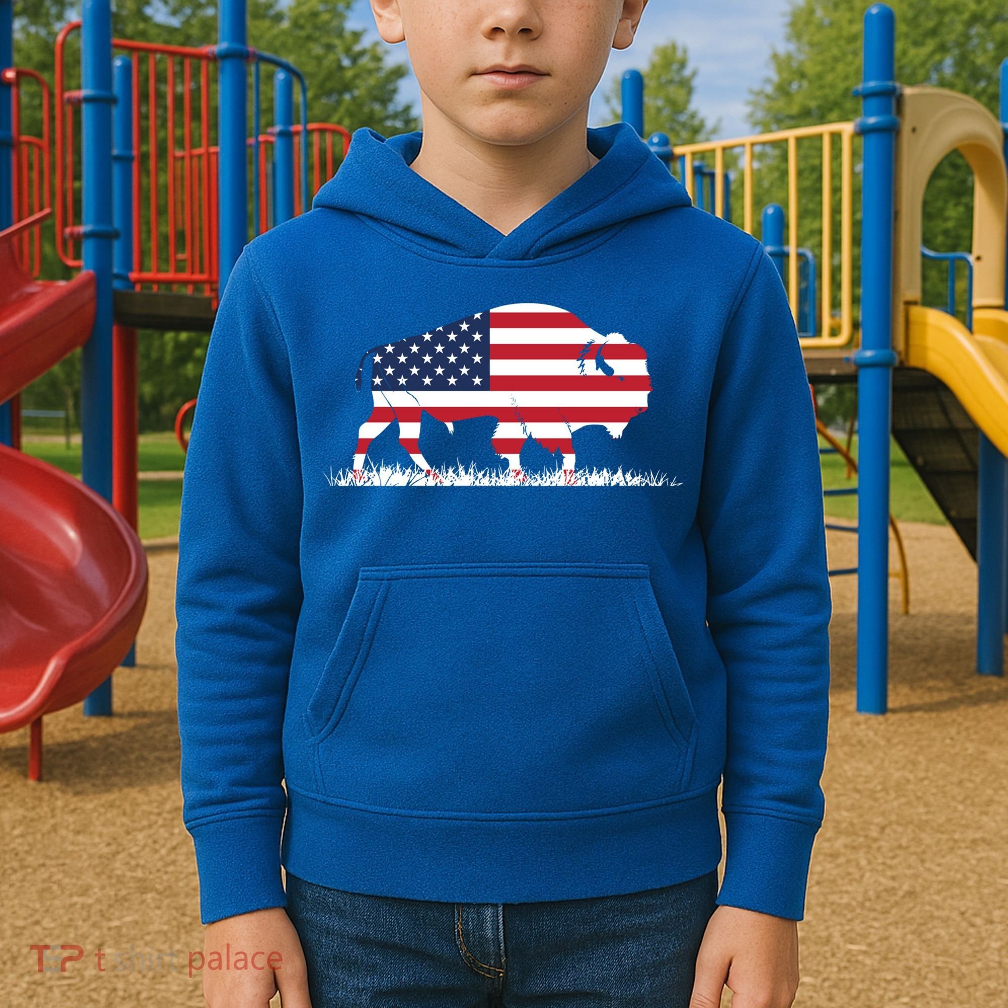 Usa Flag American Buffalo Cool Gift Kids Hoodie