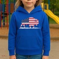 Usa Flag American Buffalo Cool Gift Kids Hoodie thumb 3