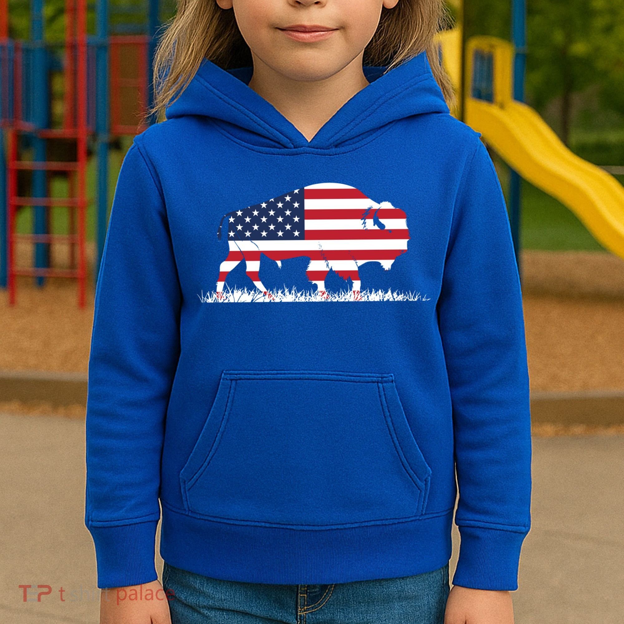 Usa Flag American Buffalo Cool Gift Kids Hoodie