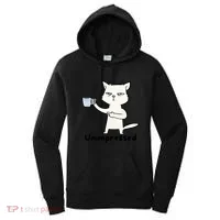Unimpressed Funny Angry Cat Coffee Women's Hoodie thumb 0