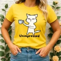 Unimpressed Funny Angry Cat Coffee Women's T-Shirt thumb 2