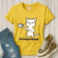 Unimpressed Funny Angry Cat Coffee Women's T-Shirt thumb 3