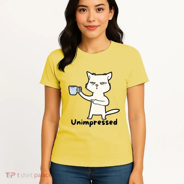 Unimpressed Funny Angry Cat Coffee Women's T-Shirt