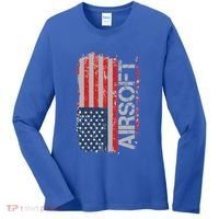 Usa Flag Airsoft Shooting Sports Gun Women's Long Sleeve Shirt thumb 0