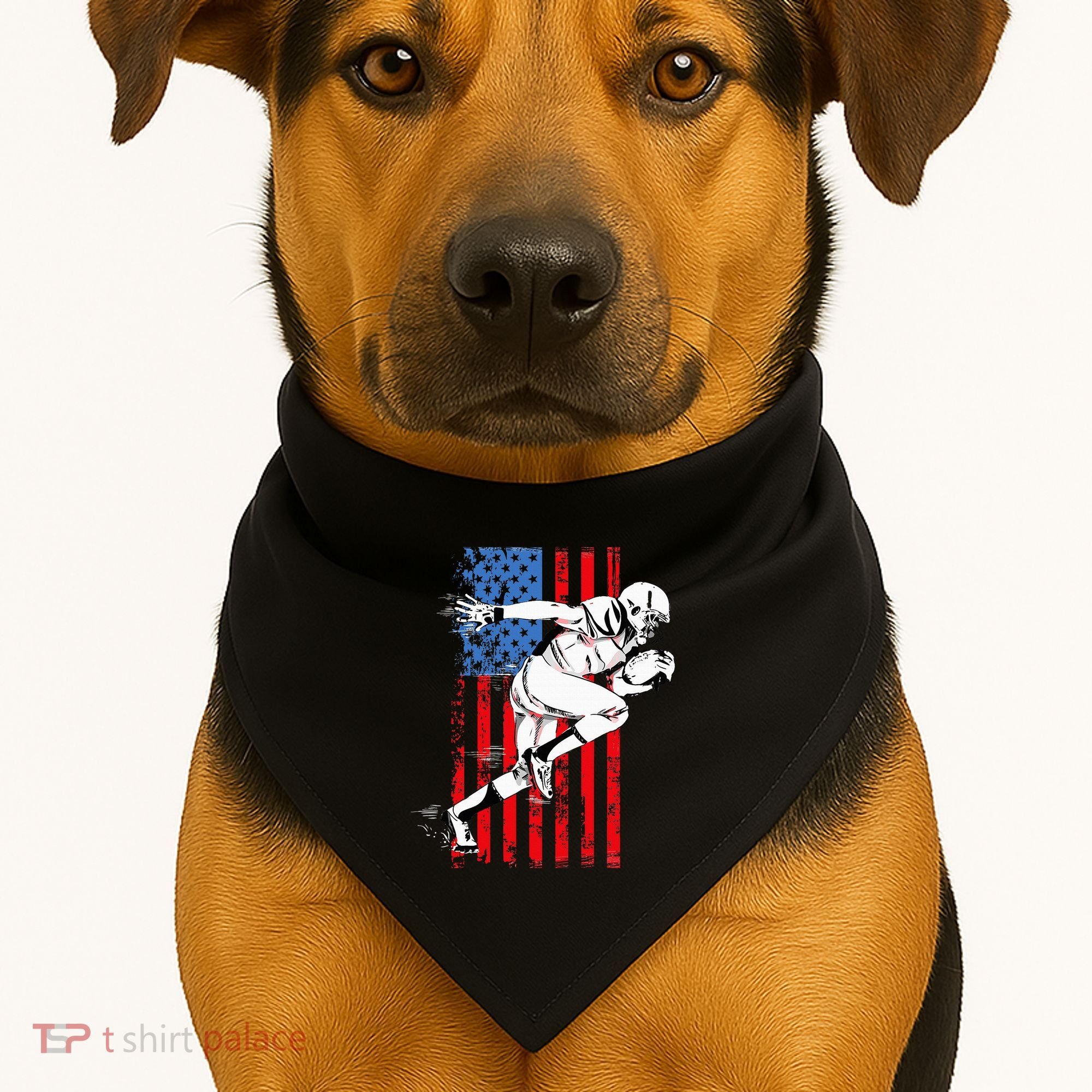 Us Flag American Football Player USA-Made Doggie Bandana