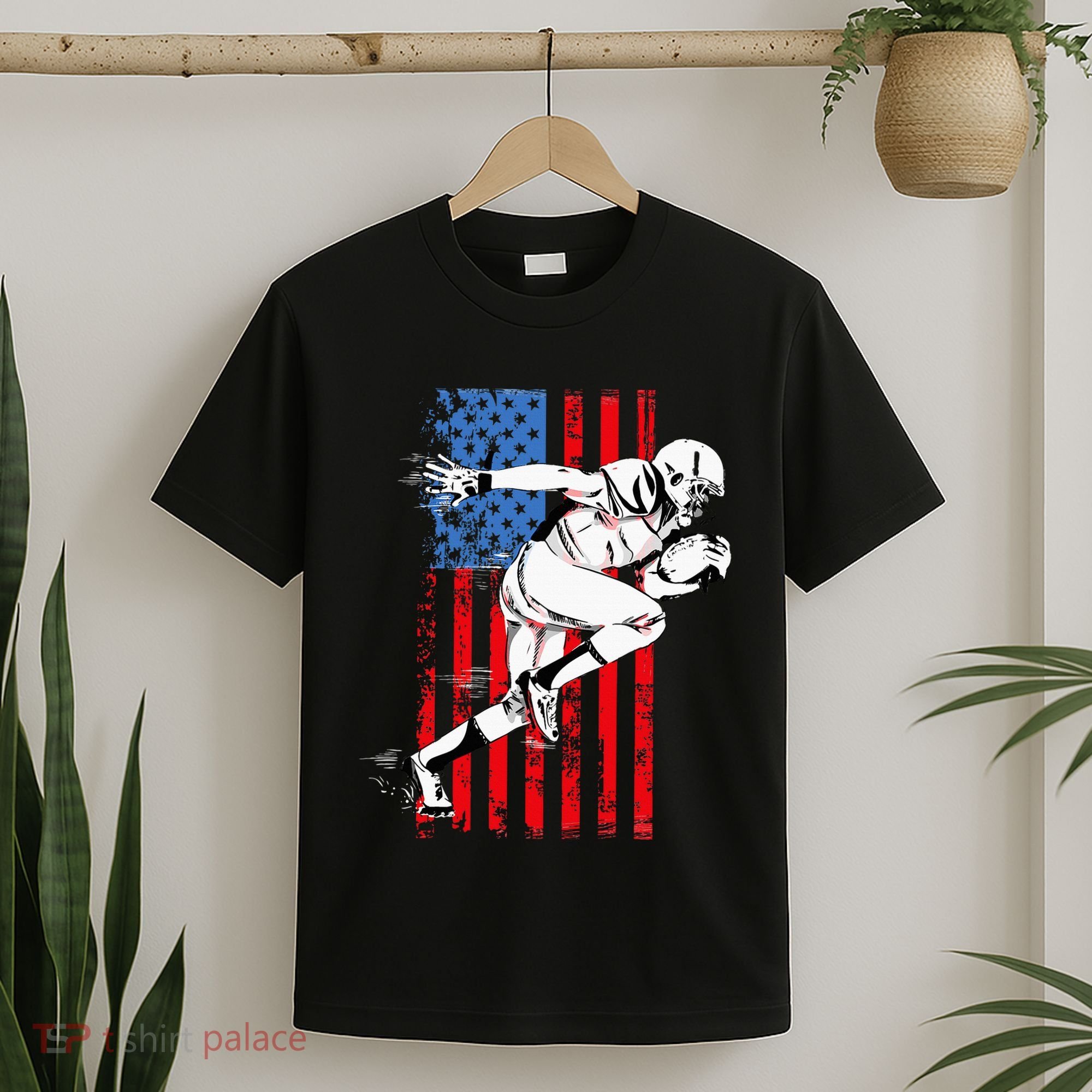 Us Flag American Football Player T-Shirt