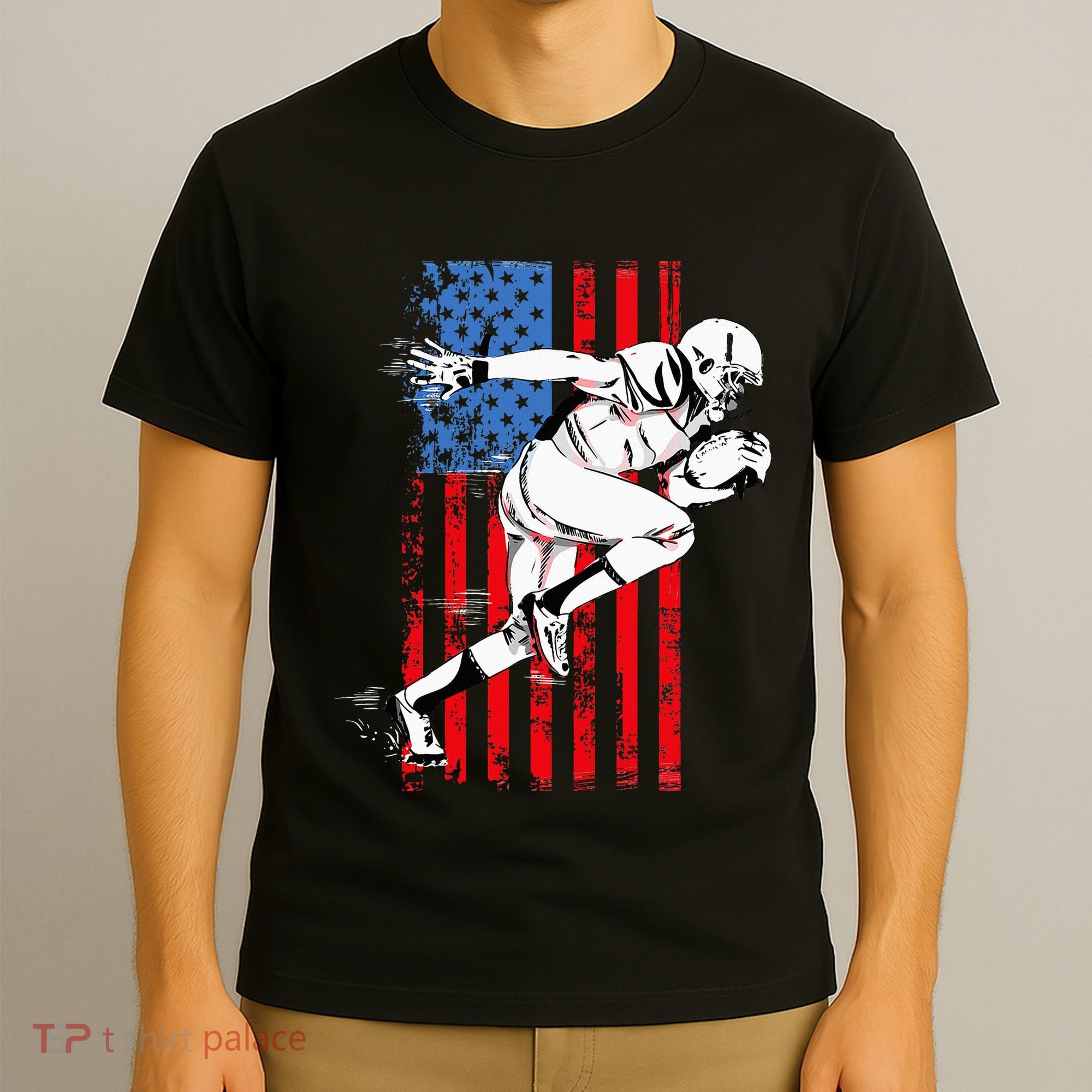 Us Flag American Football Player T-Shirt