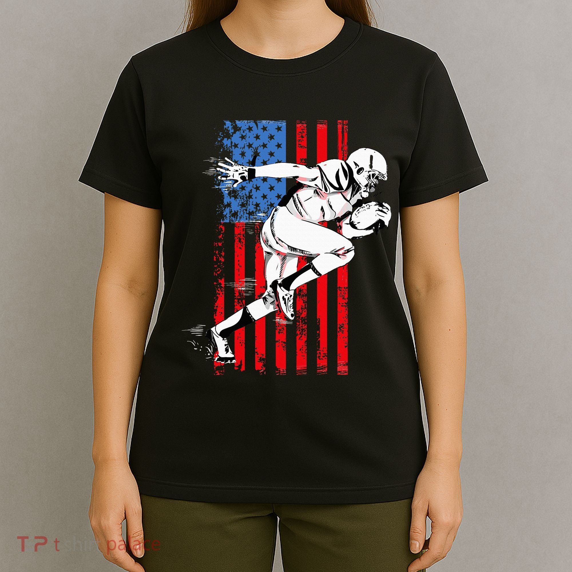 Us Flag American Football Player T-Shirt