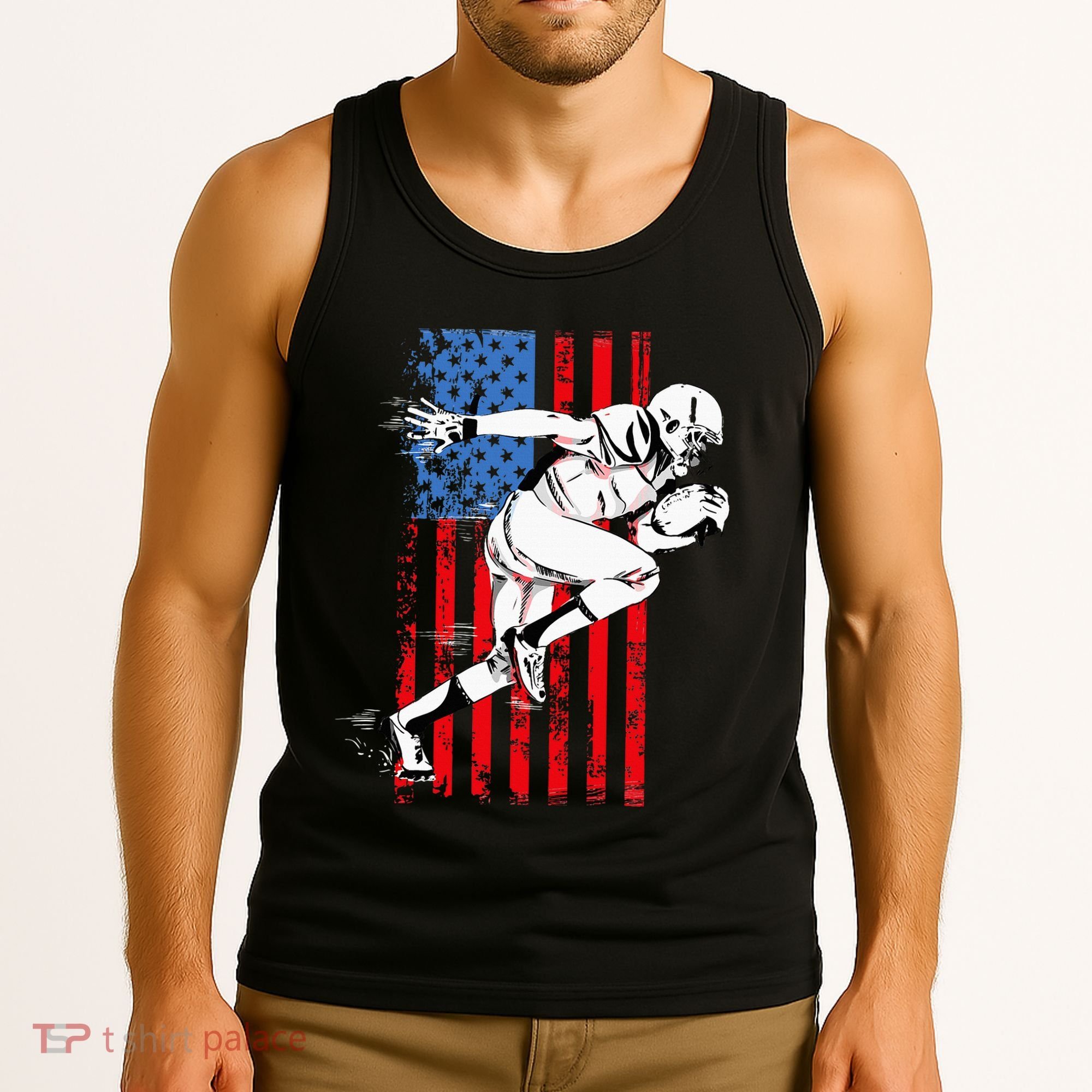 Us Flag American Football Player Tank Top