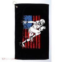 Us Flag American Football Player Golf Towel thumb 0