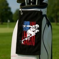 Us Flag American Football Player Golf Towel thumb 2