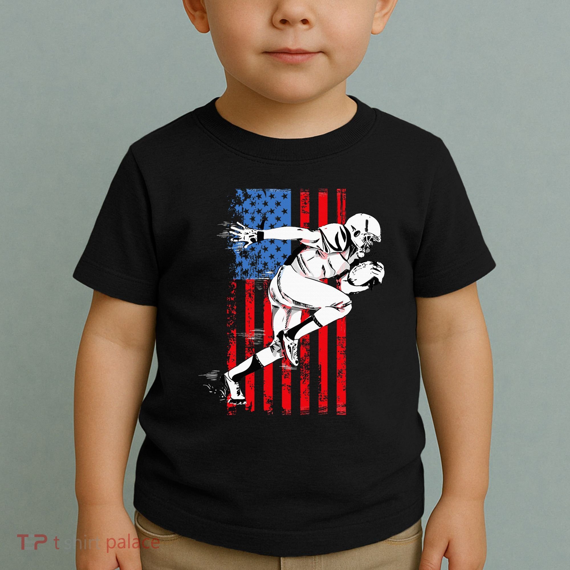 Us Flag American Football Player Toddler T-Shirt